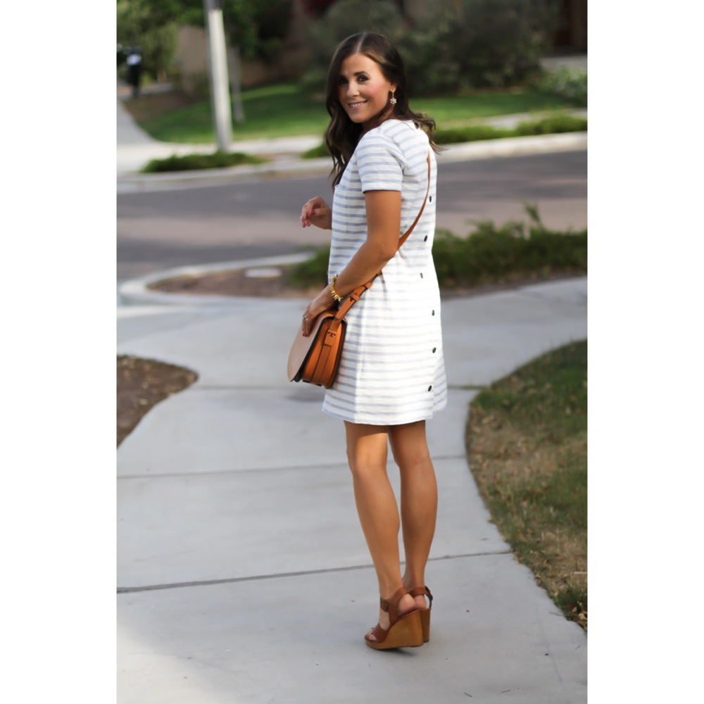 Madewell Striped Button-Back Tee Dress
